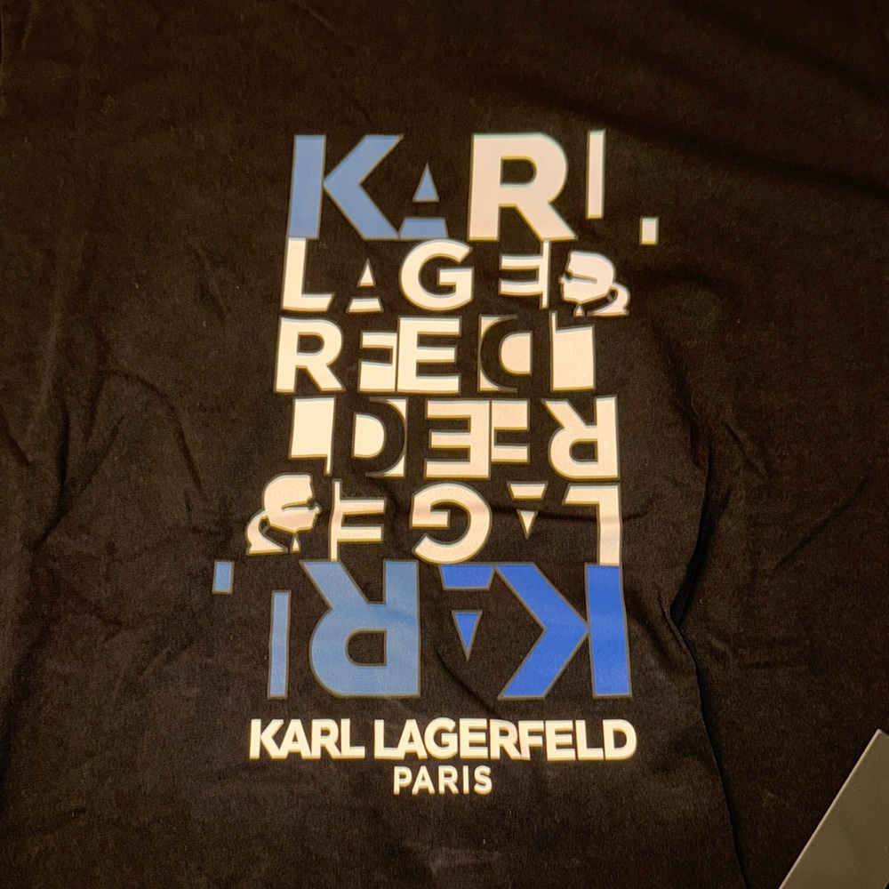 Karl Lagerfeld Paris Men’s / Black Graphic Logo T-SHIRT / NWT - Picture 2 of 11